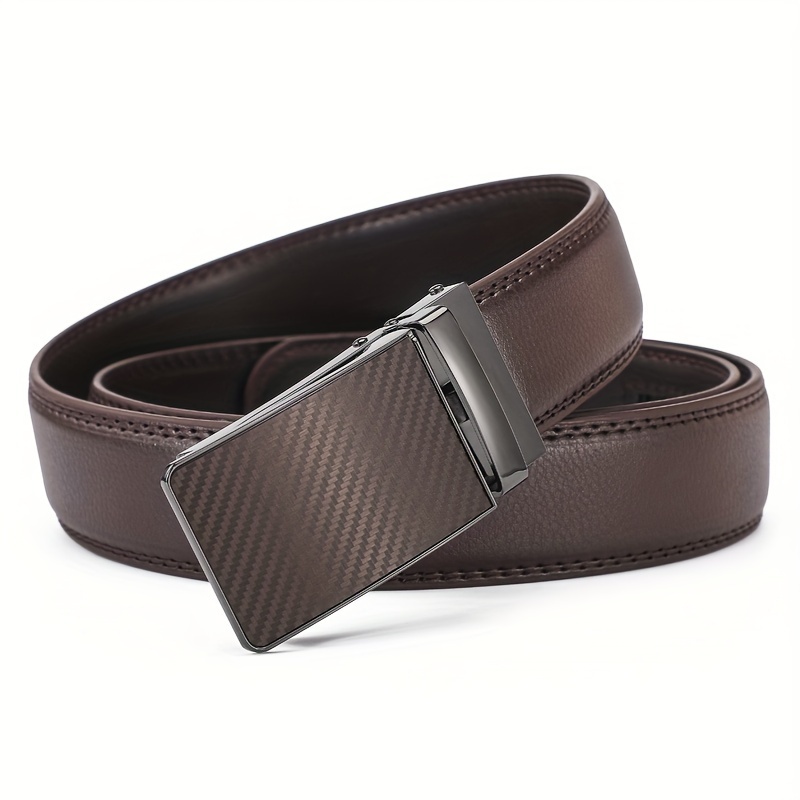 Men's Leather Ratchet Belt Automatic Buckle Dress Casual Jeans Golf Pants